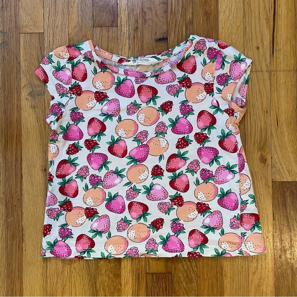 4/$25 H&M puff-sleeved jersey berry fruit print t-shirt toddler girls size 3T-4T - Picture 4 of 9